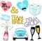 Wedding Photo Booth Props Kit, Bridal Shower Photo Booth Prop with Wooden Dowels for Wedding Shower Party Supplies (52 Counts)